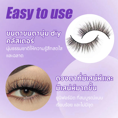 [Thai Seller Ready Stock] 3 Pairs False Eyelashes Natural False Eyelashes Mink Eyelashes Natural 14mm-16mm Eyelashes Handmade Separate Lashes