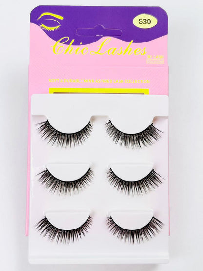 [Thai Seller Ready Stock] 3 Pairs False Eyelashes Natural False Eyelashes Mink Eyelashes Natural 14mm-16mm Eyelashes Handmade Separate Lashes