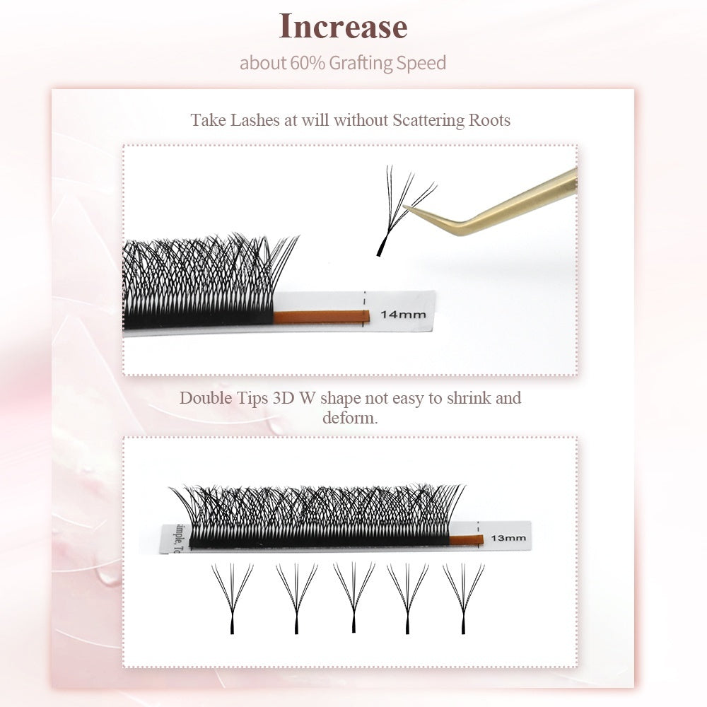 3D W Shape False Eyelashes Fan Blister For Eyelash Extensions 6DW False Eyelashes Natural Eyelashes 0.05mm Thick Eyelashes W Shape And Natural Eyelash Extensions