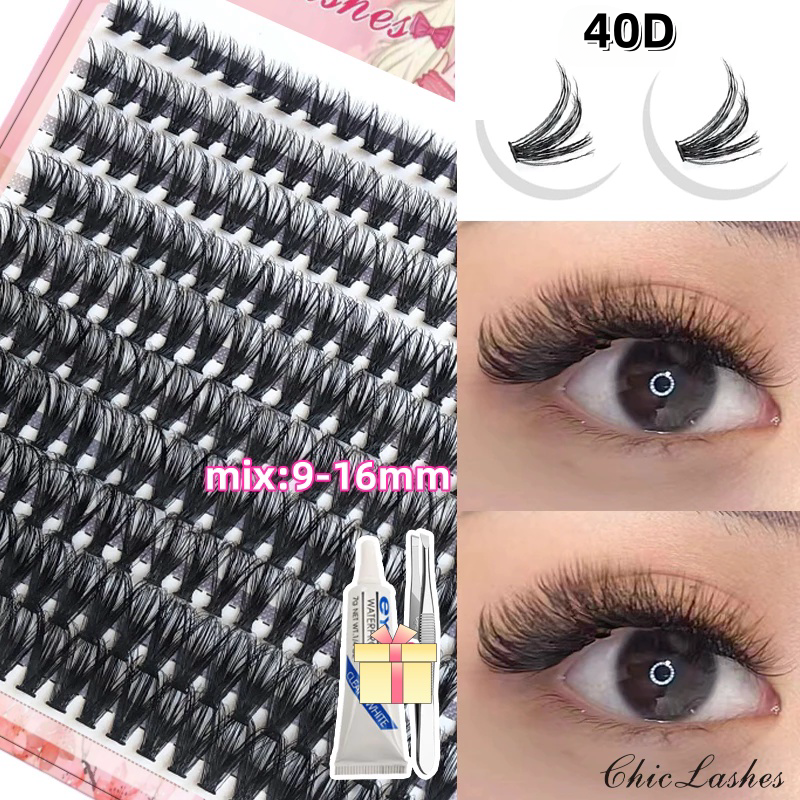 ขนตาปลอมแบบช่อ  ขนตาปลอมเกรดพรีเมี่ยม 10D/20D/30D/40D คุณภาพดี  eyelashes ใหม่ ขนตาปลอม คลัสเตอร์ 3D แบบนิ่ม  และเครื่องมือฟรี