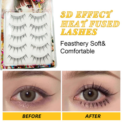 3D False Eyelashes Transparent Core Thin Soft Natural Looking 5 Pairs Eyelashes 5 Pairs Natural False Eyelashes Manga Eyelashes For Eyelash Extensions Soft Eyelashes DIY