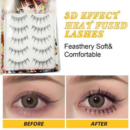 3D False Eyelashes Transparent Core Thin Soft Natural Looking 5 Pairs Eyelashes 5 Pairs Natural False Eyelashes Manga Eyelashes For Eyelash Extensions Soft Eyelashes DIY