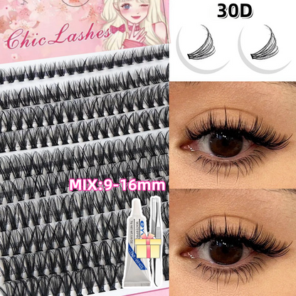 ขนตาปลอมแบบช่อ  ขนตาปลอมเกรดพรีเมี่ยม 10D/20D/30D/40D คุณภาพดี  eyelashes ใหม่ ขนตาปลอม คลัสเตอร์ 3D แบบนิ่ม  และเครื่องมือฟรี