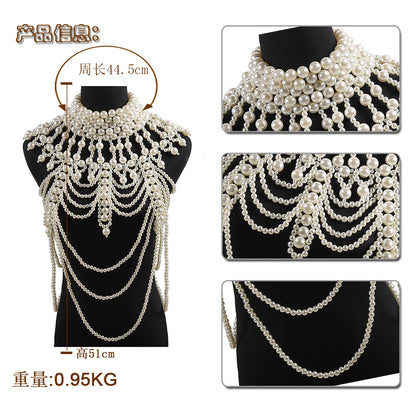 Korea Dongdaemun Pearl Necklace Creative Pearl Clothing Small Waist Neck Chain Sweater Chain