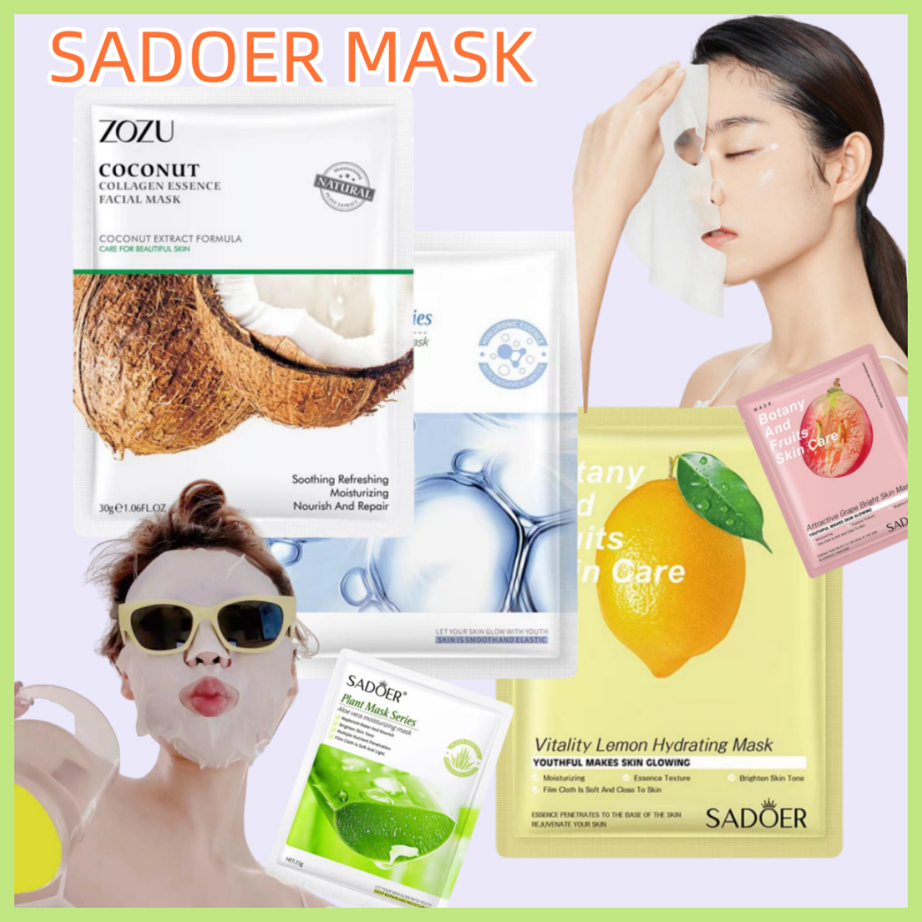 SADOER Moisturizing Mask, Plump Skin, Full of Water, Smooth and Clear Face, Cool and Refreshing, Repairing Moisturizing Mask, Sleeping Mask, Firming Skin, face mask