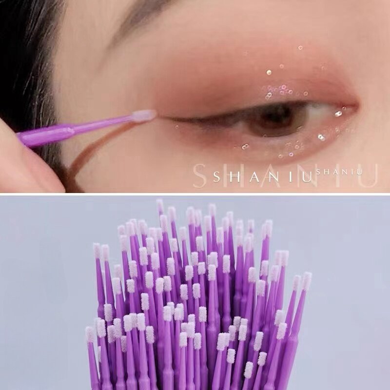 100pcs/pack Eyelash Cleaning Brushes Disposable Multi-purpose Eyelash Brushes For Cleaning Micro Bud Eyelash Brush For Eyelash Extensions