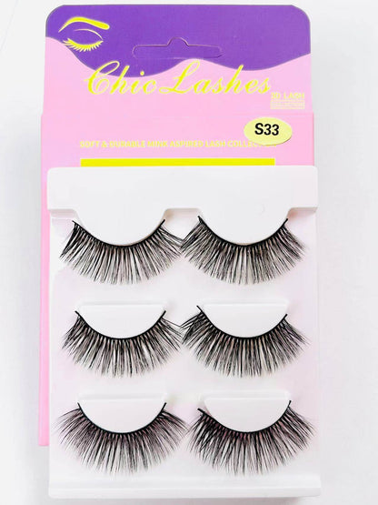 [Thai Seller Ready Stock] 3 Pairs False Eyelashes Natural False Eyelashes Mink Eyelashes Natural 14mm-16mm Eyelashes Handmade Separate Lashes