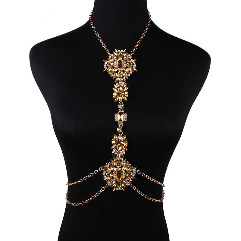 Exaggerated jewelry factory direct sales, fashionable diamond-encrusted luxury body chain, personalized women's jewelry