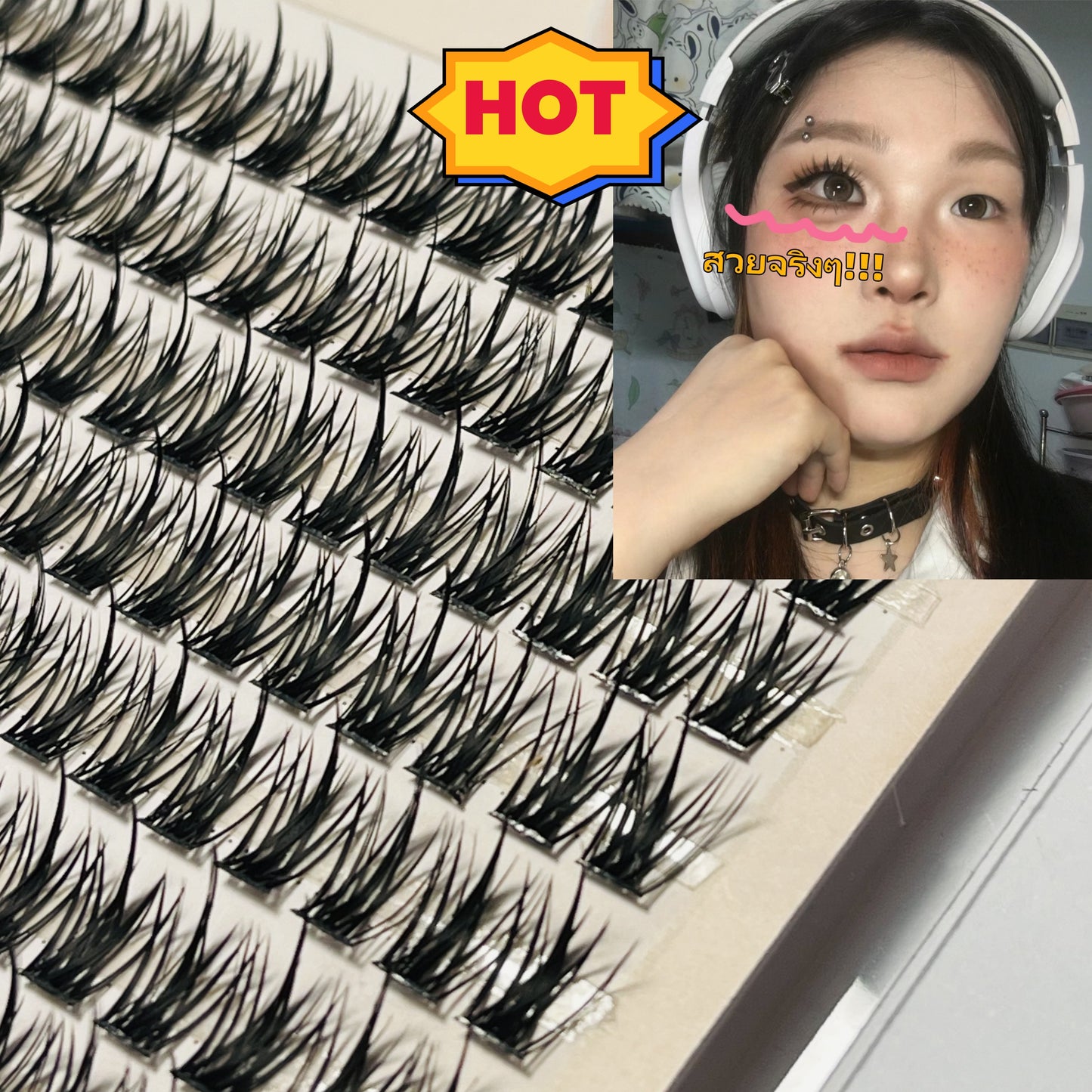 False Eyelashes Wheat Ear Book Eyelashes Natural Fake Eyelashes Simulation Thick Single-Curl Segmented Eyelash Set Eyelash Extensions Cluster False Eyelashes