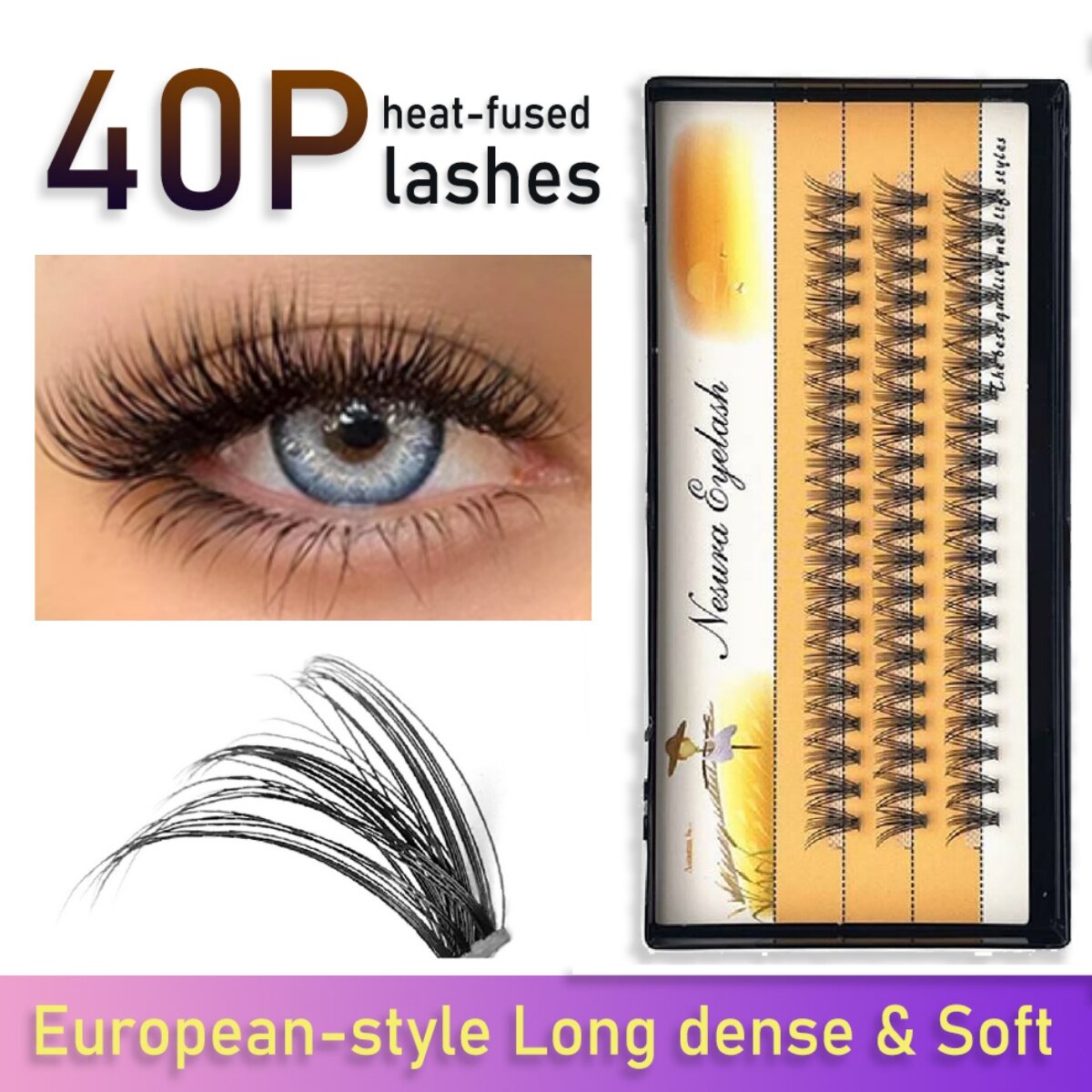 40D False Eyelashes, Cluster Type, 8-16 mm40D False Eyelashes, Thick Cluster, DIY Eyelash Extension Set EYELASH DIY Thick Eyelashes