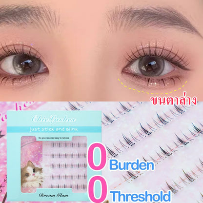 【ขนตาปลอมมีกาว】ChicLashes ช่อขนตาปลอมธรรมชาติ กาวในตัว ตาโต 10-12mm 1 วินาที DIY ไม่ต้องใช้กาว  ส่งจากไทย