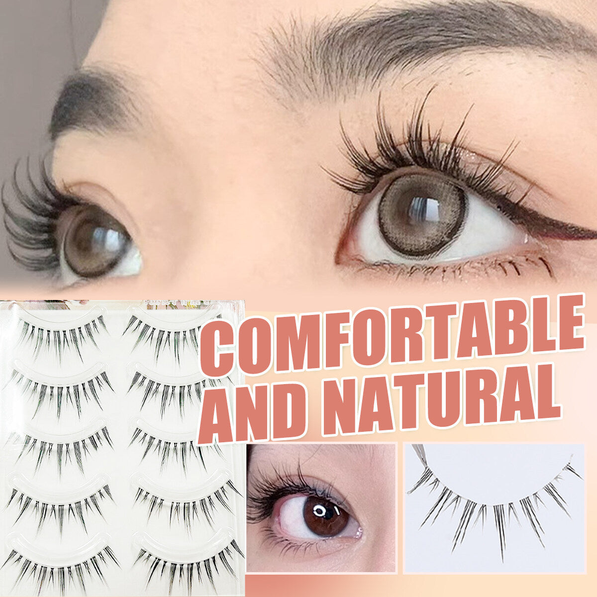 3D False Eyelashes Transparent Core Thin Soft Natural Looking 5 Pairs Eyelashes 5 Pairs Natural False Eyelashes Manga Eyelashes For Eyelash Extensions Soft Eyelashes DIY