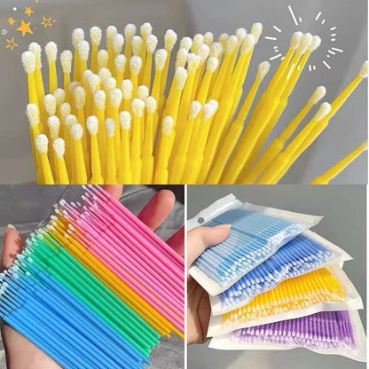 100pcs/pack Eyelash Cleaning Brushes Disposable Multi-purpose Eyelash Brushes For Cleaning Micro Bud Eyelash Brush For Eyelash Extensions