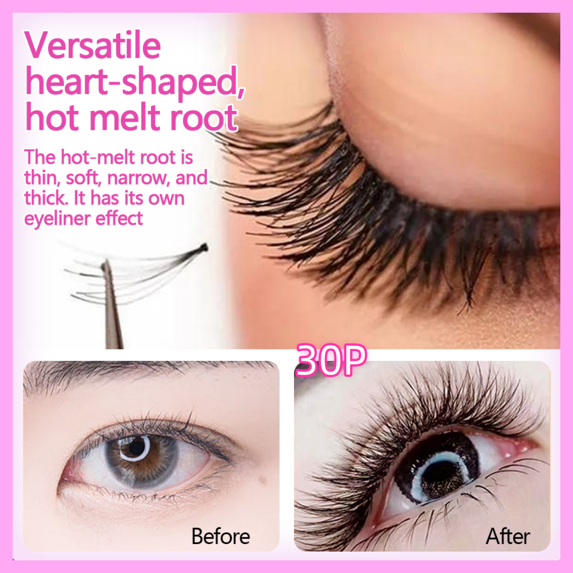 False eyelashes, natural false eyelashes 30D, false eyelashes in clusters, suitable for beginners to use false eyelashes, female eyelashes, false eyelashes, natural simulation of eyelashes