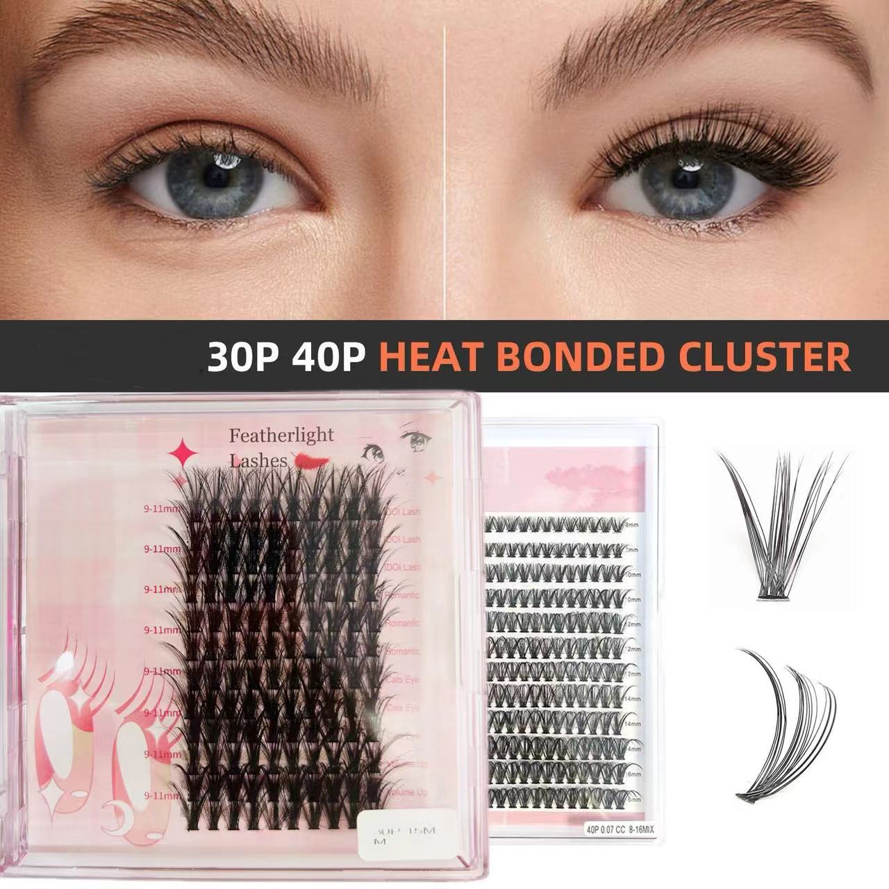 False eyelashes 30D40D 9-15mm [Ready to ship] False eyelashes Natural mink eyelashes for DIY eyelash extensions Best-selling in Korea and Japan in 2023