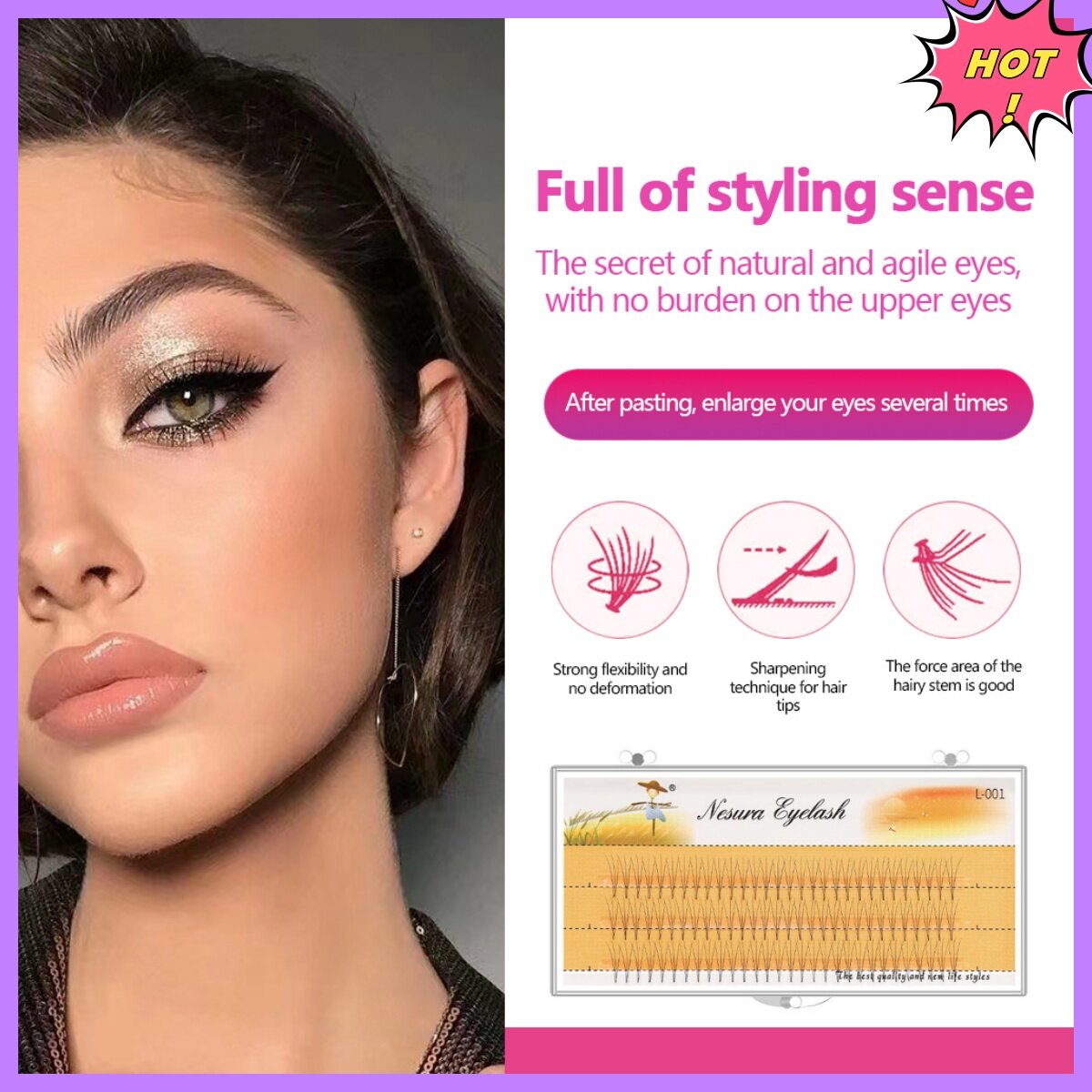 False Eyelashes 0.07mm D Curl 3D Soft Eyelash Core Non-Irritating DIY Natural Fake Eyelashes Simulation False Eyelashes Reusable Shipped from Thailand 3P EYELASH