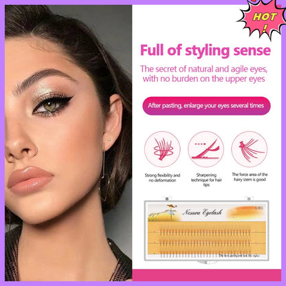 False Eyelashes 0.07mm D Curl 3D Soft Eyelash Core Non-Irritating DIY Natural Fake Eyelashes Simulation False Eyelashes Reusable Shipped from Thailand 3P EYELASH