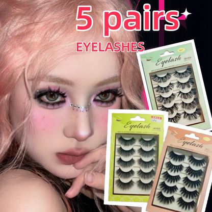 False Eyelashes Pairs False Eyelashes Thick 3D Soft Lashes Soft Smart Eyelash Extensions 5 Pairs 3D Soft Mink Eyelashes Natural Long False Eyelashes Makeup Fake Eye Lashes DIY Extension Tools