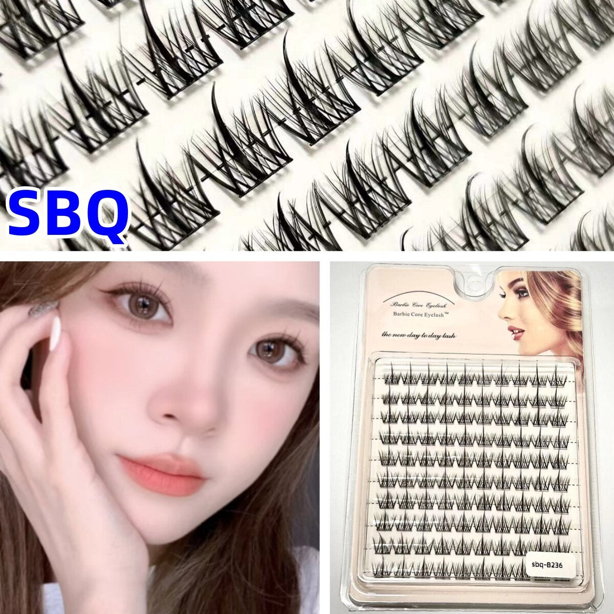 False Eyelashes Wheat Ear Book Eyelashes Natural Fake Eyelashes Simulation Thick Single-Curl Segmented Eyelash Set Eyelash Extensions Cluster False Eyelashes