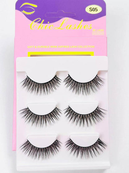 [Thai Seller Ready Stock] 3 Pairs False Eyelashes Natural False Eyelashes Mink Eyelashes Natural 14mm-16mm Eyelashes Handmade Separate Lashes