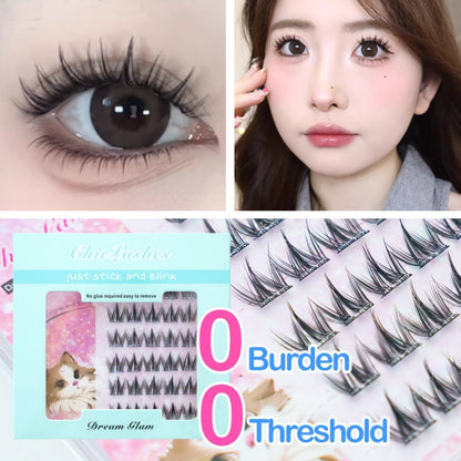 【ขนตาปลอมมีกาว】ChicLashes ช่อขนตาปลอมธรรมชาติ กาวในตัว ตาโต 10-12mm 1 วินาที DIY ไม่ต้องใช้กาว  ส่งจากไทย