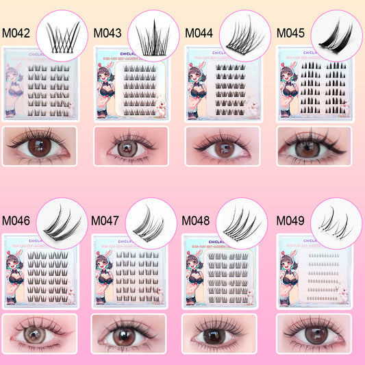 ขนตาปลอมแบบมีกาวในตัวไม่ต้องใช้ขนตาปลอม  ChicLashes Self-Adhesive ขนตาปลอม DIY ขนตาธรรมชาติกาวฟรีคลัสเตอร์เดี่ยว Lashes