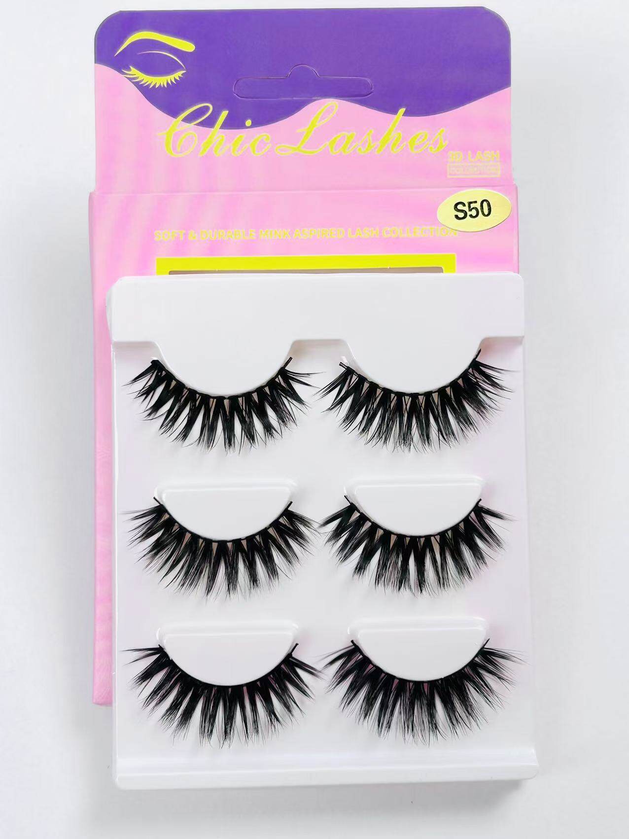 [Thai Seller Ready Stock] 3 Pairs False Eyelashes Natural False Eyelashes Mink Eyelashes Natural 14mm-16mm Eyelashes Handmade Separate Lashes