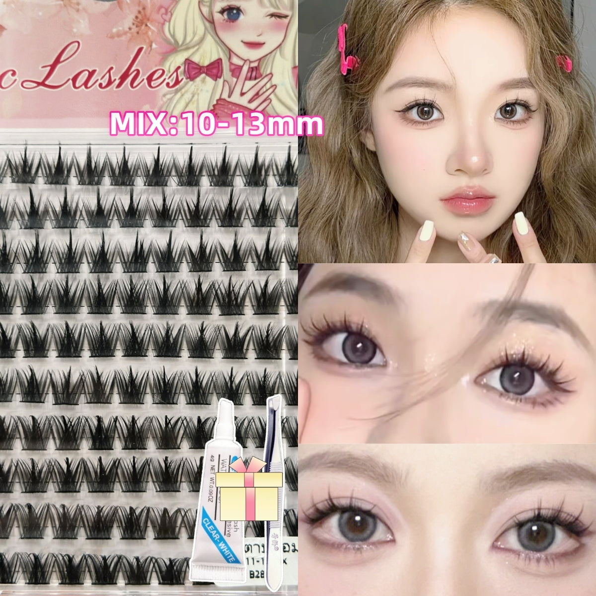 ขนตาปลอมแบบช่อ  ขนตาปลอมเกรดพรีเมี่ยม 10D/20D/30D/40D คุณภาพดี  eyelashes ใหม่ ขนตาปลอม คลัสเตอร์ 3D แบบนิ่ม  และเครื่องมือฟรี