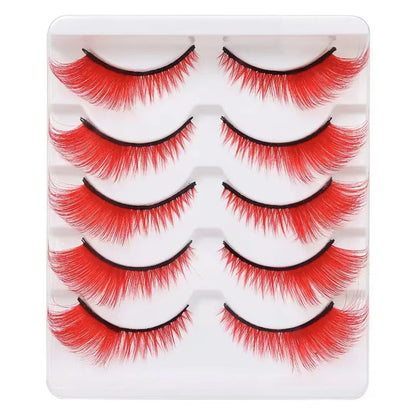 Eyelash Factory 5 pairs of colored eyelashes Cat's eye eyelashes Curled eyelashes European and American thick eyelashes