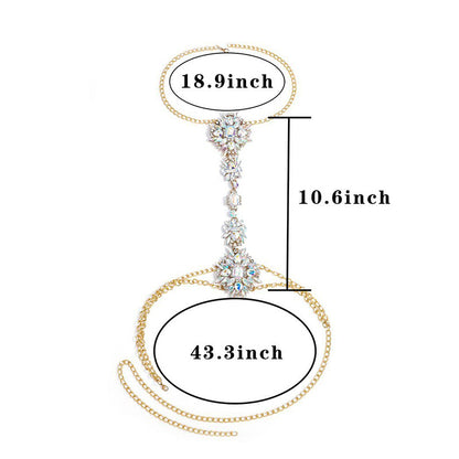 Exaggerated jewelry factory direct sales, fashionable diamond-encrusted luxury body chain, personalized women's jewelry