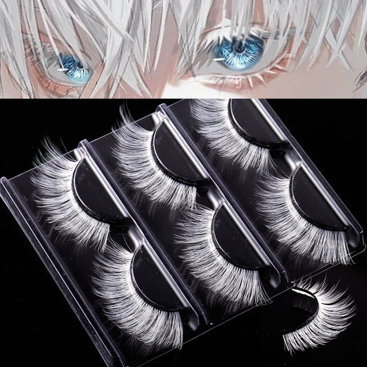 Chemical fiber white false eyelashes, festive DIY stage makeup eyelashes, false eyelashes 3 pairs of colored eyelashes are in stock.