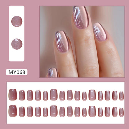 Cat's eye wearing nail piece removable noble nail piece red purple simple nail piece advanced solid color nail patch