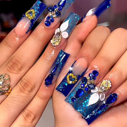 Wearing nail explosion flash diamond explosion flash nail piece finished water pipe rectangular nail fake nail