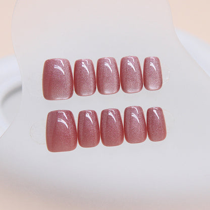 Cat's eye wearing nail piece removable noble nail piece red purple simple nail piece advanced solid color nail patch