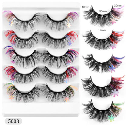 European and American new Christmas snowflake false eyelashes 8D curled natural dense color high imitation mink hair eyelashes