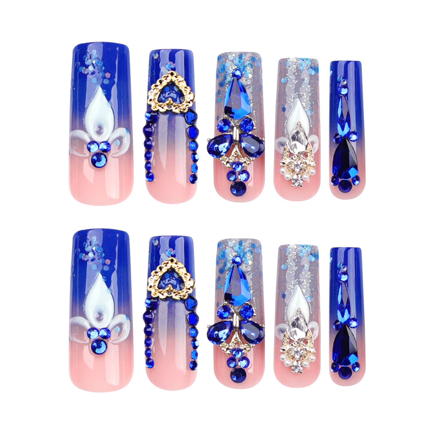 Wearing nail explosion flash diamond explosion flash nail piece finished water pipe rectangular nail fake nail