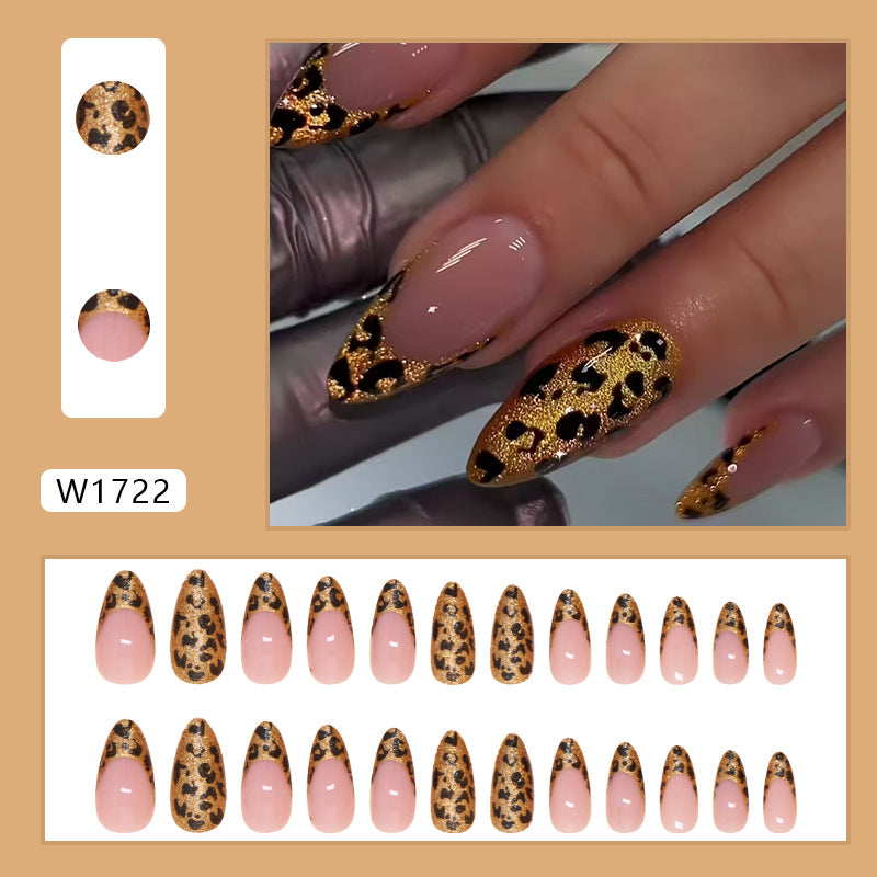 Fake Nails Wear Nail Fake Nails Gold Leopard Print Detachable Nail Patch Simple Nail Patch 24 pieces