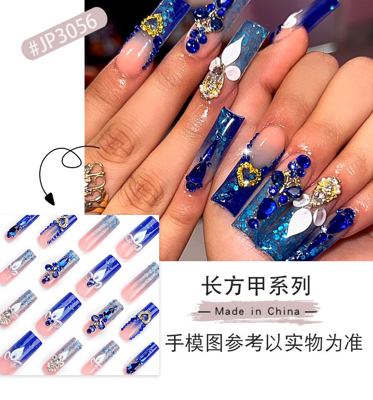 Wearing nail explosion flash diamond explosion flash nail piece finished water pipe rectangular nail fake nail