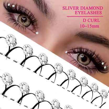 Silver diamond grafted hair, colored diamond fairy false eyelashes, European and American holiday false eyelashes