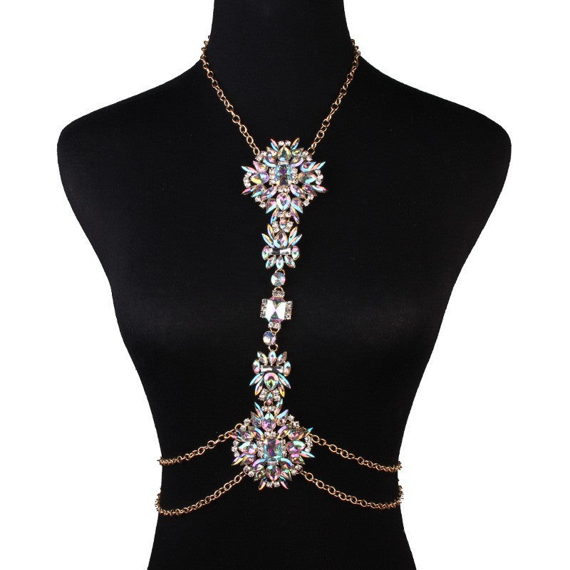 Exaggerated jewelry factory direct sales, fashionable diamond-encrusted luxury body chain, personalized women's jewelry