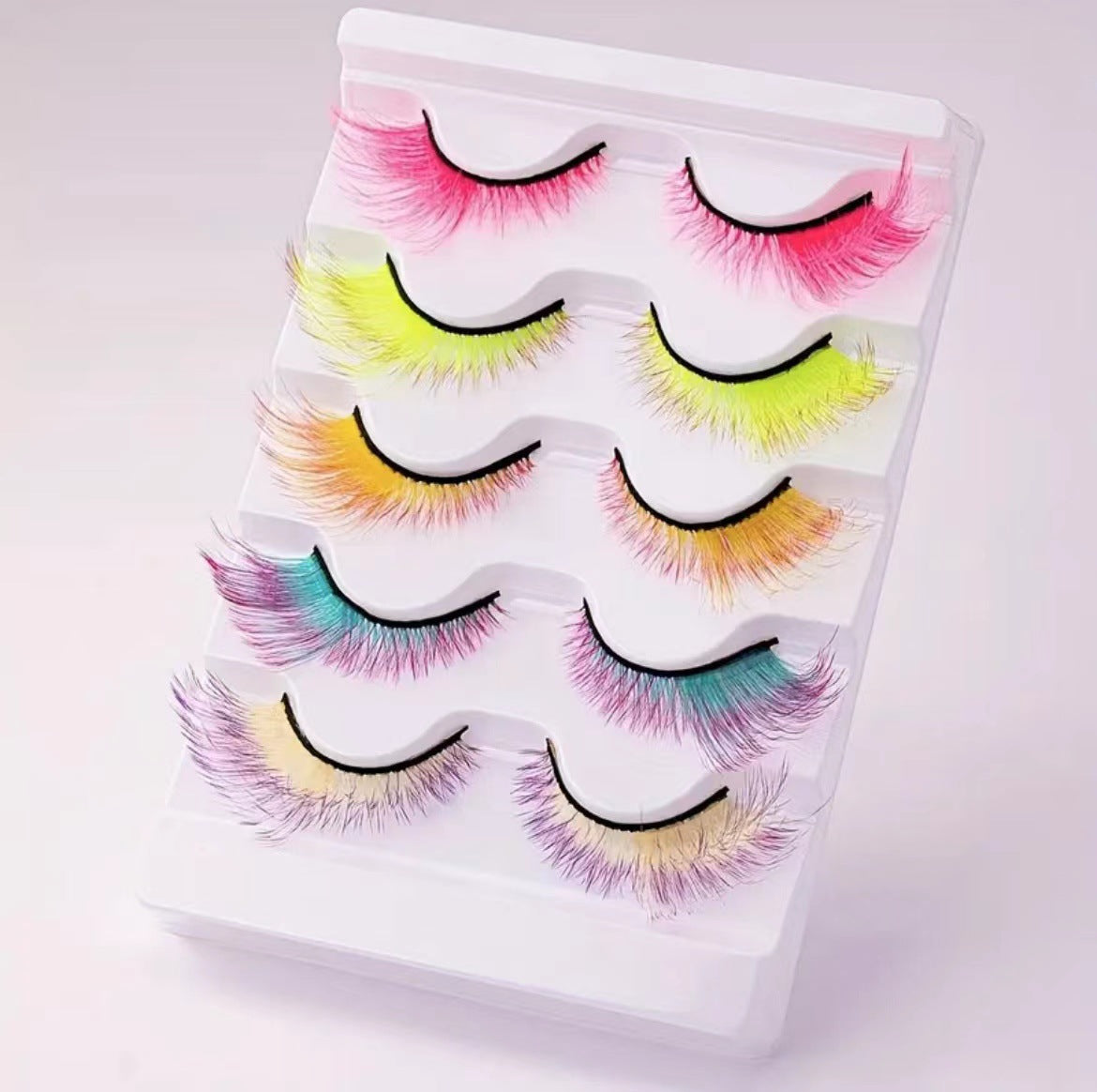 Eyelash Factory 5 pairs of colored eyelashes Cat's eye eyelashes Curled eyelashes European and American thick eyelashes