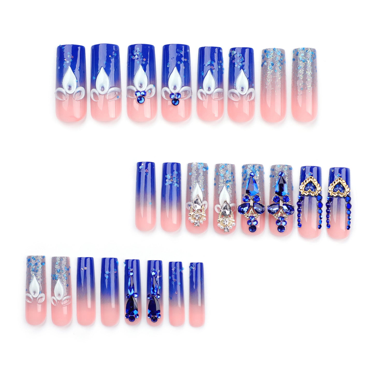 Wearing nail explosion flash diamond explosion flash nail piece finished water pipe rectangular nail fake nail