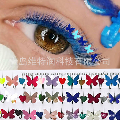 Butterfly sequined fairy false eyelashes, single heart-shaped laser sequined false eyelashes, Halloween, Christmas holiday.