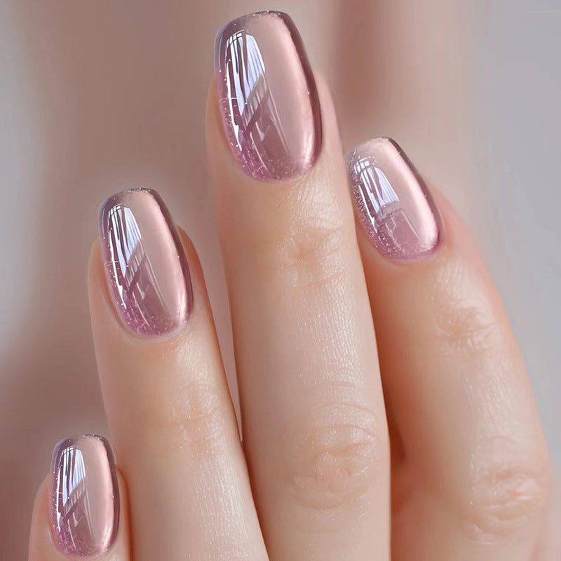 Cat's eye wearing nail piece removable noble nail piece red purple simple nail piece advanced solid color nail patch