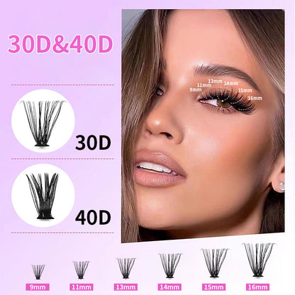 CHICLASHES false eyelashes hot melt 30P + 40p eyelash set curled eyelashes