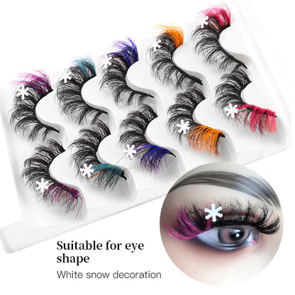 European and American new Christmas snowflake false eyelashes 8D curled natural dense color high imitation mink hair eyelashes