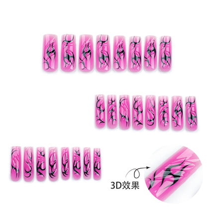 Wearing nail Spice Girl 3D three-dimensional smudging nail art, hot-selling rectangular nail wearable nail pads in Europe and America