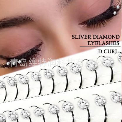 Silver diamond grafted hair, colored diamond fairy false eyelashes, European and American holiday false eyelashes