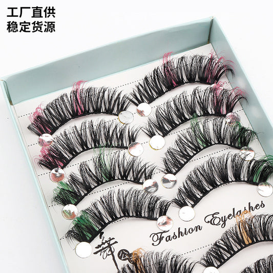 CHICLASHES Color false eyelashes 10 pairs mixed curled eyelashes European and American thick three-dimensional eyelashes