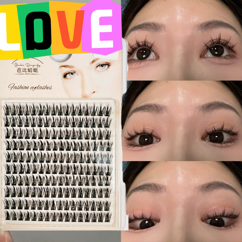 False Eyelashes Wheat Ear Book Eyelashes Natural Fake Eyelashes Simulation Thick Single-Curl Segmented Eyelash Set Eyelash Extensions Cluster False Eyelashes